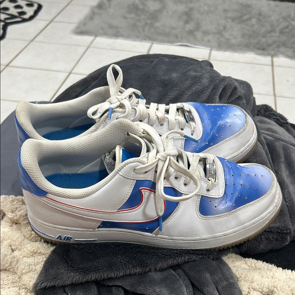 Blue and White Air Force 1 Sneakers